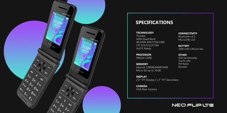 Maxwest Neo Flip LTE GSM Dual Sim International version (NEW)