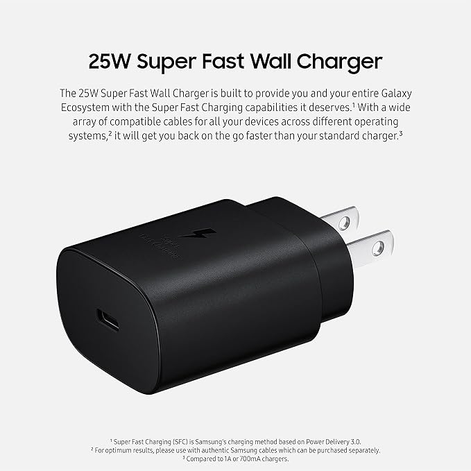 SAMSUNG 25W Wall Charger USB C Adapter (New)